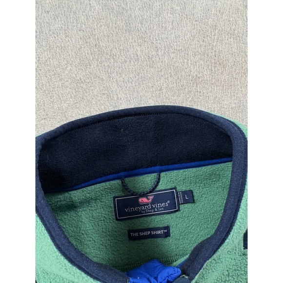 Vineyard Vines Fleece 1/2 Snap SHEP Pullover Shirt (Men's Large) Green - Picture 3 of 13